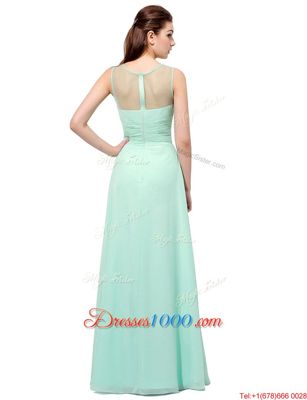 Turquoise Scoop Zipper Ruching Homecoming Party Dress Sleeveless