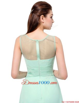 Turquoise Scoop Zipper Ruching Homecoming Party Dress Sleeveless