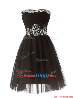 Sumptuous Beading Prom Party Dress Black Zipper Sleeveless Mini Length