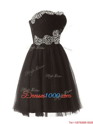 Sumptuous Beading Prom Party Dress Black Zipper Sleeveless Mini Length