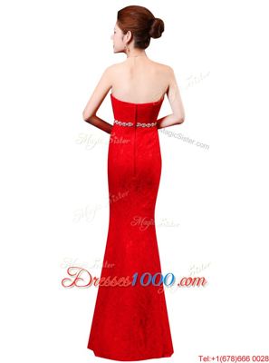 Free and Easy Sleeveless Lace Floor Length Zipper Homecoming Dress in Peach for with Beading and Lace