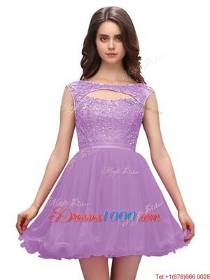 Elegant Mini Length A-line Sleeveless Lavender Evening Wear Zipper