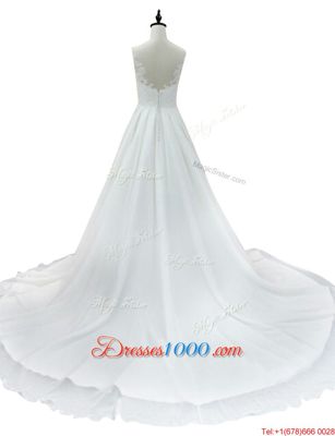 High Quality Sleeveless Court Train Zipper With Train Lace Wedding Gown