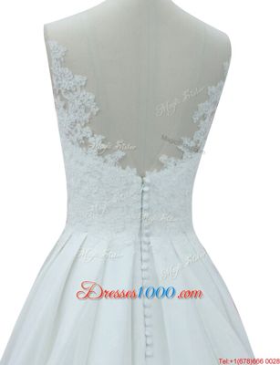 High Quality Sleeveless Court Train Zipper With Train Lace Wedding Gown