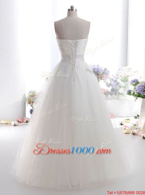 Hot Selling Tulle Sleeveless Floor Length Wedding Dresses and Ruching