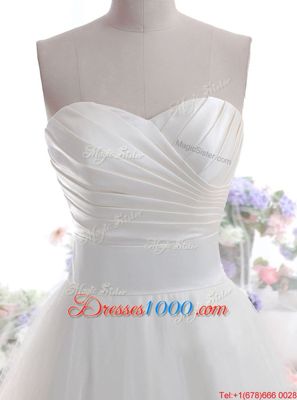 Hot Selling Tulle Sleeveless Floor Length Wedding Dresses and Ruching