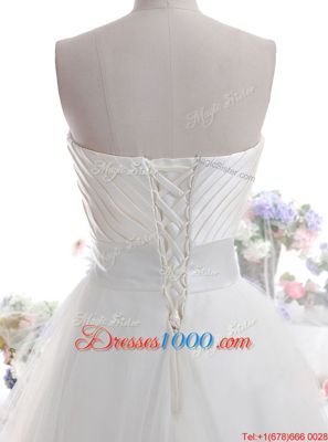 Hot Selling Tulle Sleeveless Floor Length Wedding Dresses and Ruching