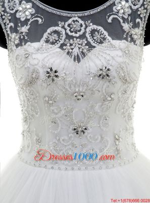 Scoop With Train Clasp Handle Wedding Dress White and In for Wedding Party with Beading Brush Train