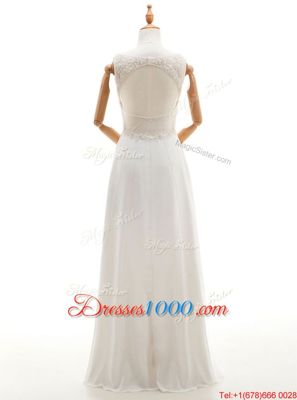 White Sleeveless Silk Like Satin Backless Wedding Dress for Wedding Party