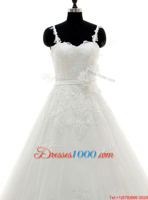 Lace White High-neck Zipper Appliques Wedding Gown Brush Train Long Sleeves