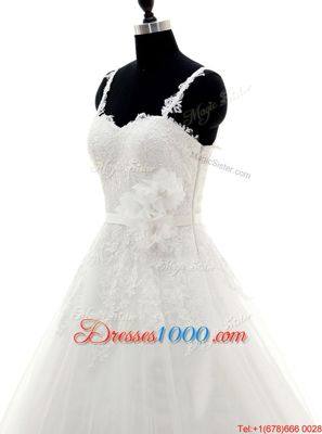 Lace White High-neck Zipper Appliques Wedding Gown Brush Train Long Sleeves