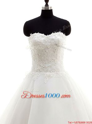 Mermaid White Sweetheart Lace Up Beading and Sashes|ribbons Wedding Dresses Brush Train Sleeveless