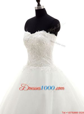 Mermaid White Sweetheart Lace Up Beading and Sashes|ribbons Wedding Dresses Brush Train Sleeveless