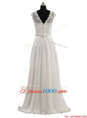 Extravagant White Lace Up Sweetheart Beading and Lace and Appliques Wedding Gowns Tulle Sleeveless Court Train
