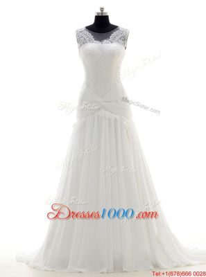 With Train Criss Cross Wedding Dresses White and In for Wedding Party with Beading Brush Train