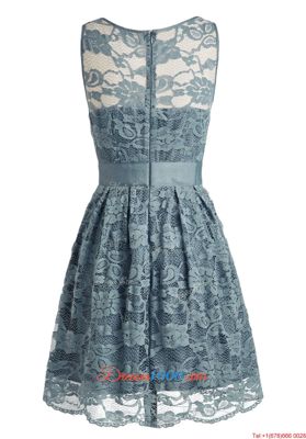 Fantastic Scoop Sleeveless Zipper Knee Length Lace Evening Party Dresses