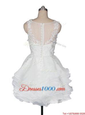 Knee Length White Homecoming Dress Scoop Sleeveless Zipper