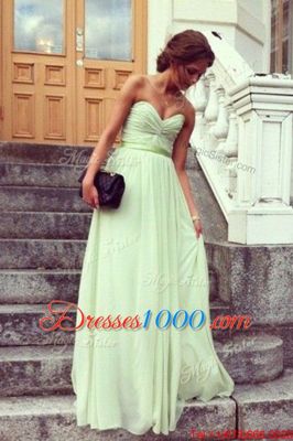 Cute Green Backless Sweetheart Ruching Evening Outfits Chiffon Sleeveless