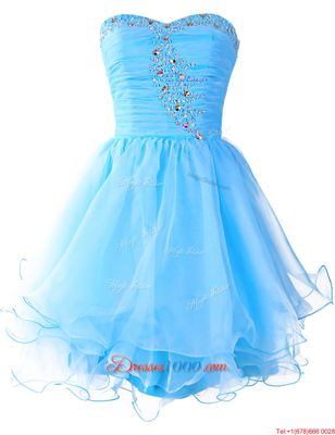 Organza Sleeveless Mini Length Dress for Prom and Beading