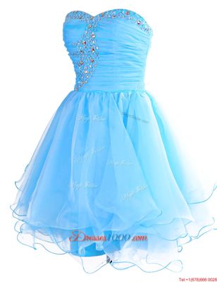 Organza Sleeveless Mini Length Dress for Prom and Beading