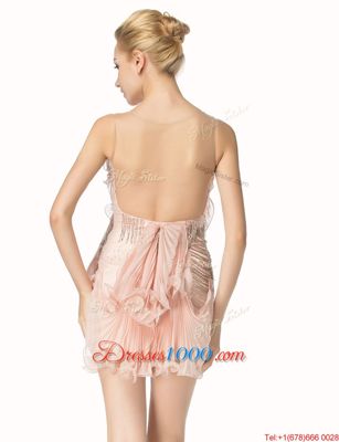 Colorful Pink Prom Evening Gown Party and For with Beading and Pleated Scoop Sleeveless Side Zipper