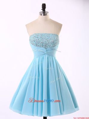 Glorious Sequins Mini Length A-line Sleeveless Blue Evening Dress Zipper