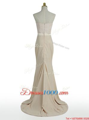 Mermaid Champagne Homecoming Dress Online Prom and Wedding Party and For with Sequins Sweetheart Sleeveless Brush Train Zipper