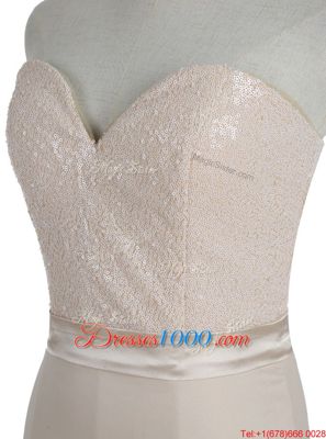 Mermaid Champagne Homecoming Dress Online Prom and Wedding Party and For with Sequins Sweetheart Sleeveless Brush Train Zipper