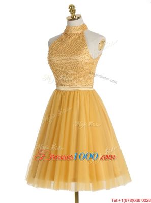 Pretty Organza Sleeveless Mini Length Homecoming Dress and Beading
