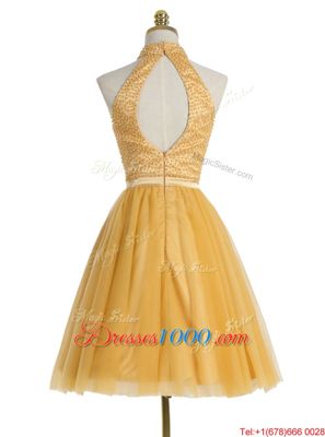 Pretty Organza Sleeveless Mini Length Homecoming Dress and Beading
