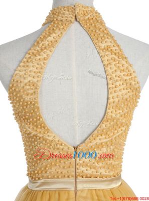 Pretty Organza Sleeveless Mini Length Homecoming Dress and Beading