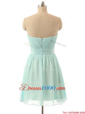 Suitable Sweetheart Sleeveless Prom Dress Knee Length Beading Light Blue Chiffon