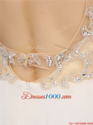 Beading Champagne Zipper Sleeveless Knee Length