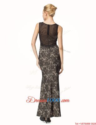 Scoop Sleeveless Zipper Dress for Prom Black Lace