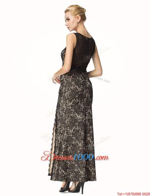 Scoop Sleeveless Zipper Dress for Prom Black Lace