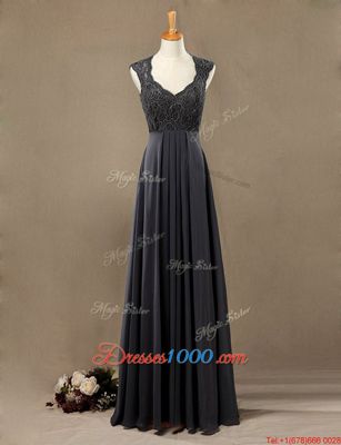 Colorful Scoop Black Sleeveless Floor Length Lace Zipper Evening Dress