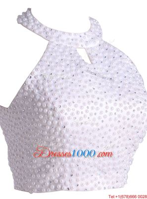 Vintage Halter Top Black Zipper Prom Dress Beading Sleeveless Mini Length