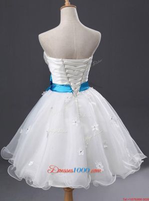 High End Mini Length Ball Gowns Sleeveless White Lace Up