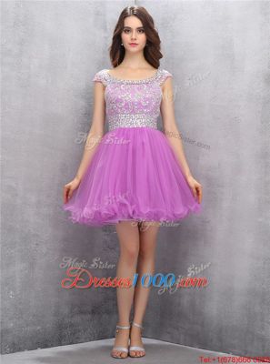 Ideal Lilac Prom Dresses Prom and Party and For with Beading Scoop Sleeveless Zipper