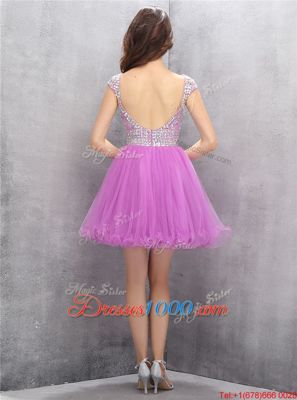 Ideal Lilac Prom Dresses Prom and Party and For with Beading Scoop Sleeveless Zipper