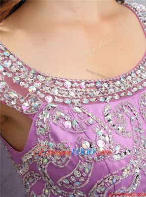 Ideal Lilac Prom Dresses Prom and Party and For with Beading Scoop Sleeveless Zipper