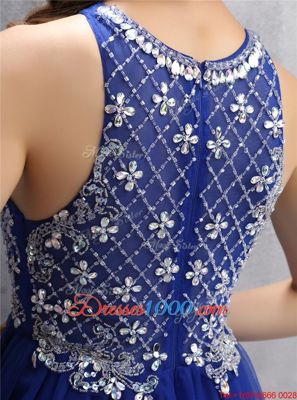 Fabulous Scoop Royal Blue Sleeveless Beading Mini Length Homecoming Dresses