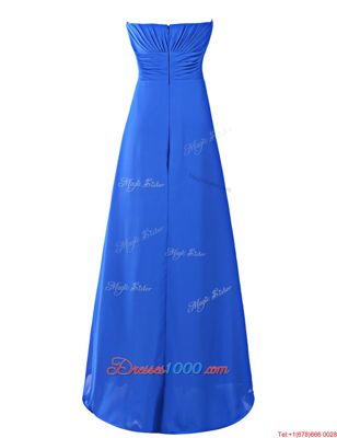 Royal Blue Sleeveless Floor Length Ruffles Zipper Prom Dresses