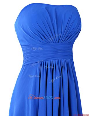 Royal Blue Sleeveless Floor Length Ruffles Zipper Prom Dresses