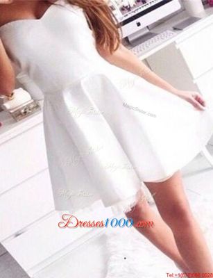 Enchanting Mini Length White Evening Dress Sweetheart Sleeveless Zipper