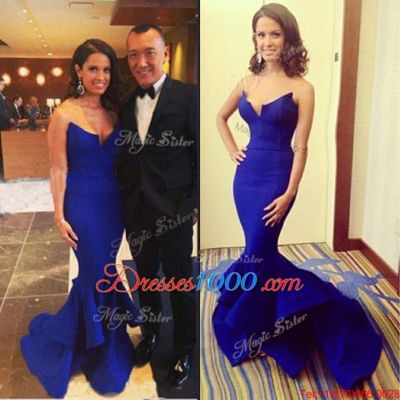 Floor Length Mermaid Sleeveless Royal Blue Homecoming Dress Online Zipper