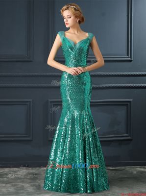 Comfortable Mermaid Sequined Sleeveless Floor Length Juniors Evening Dress and Sequins