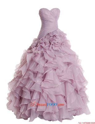 Graceful Floor Length A-line Sleeveless Lilac Prom Evening Gown Zipper