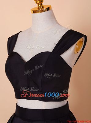 Adorable Black Prom Gown Prom and For with Ruching Straps Sleeveless Zipper