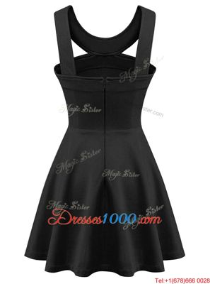 Glittering Black A-line Satin Halter Top Sleeveless Beading Mini Length Zipper Prom Dress